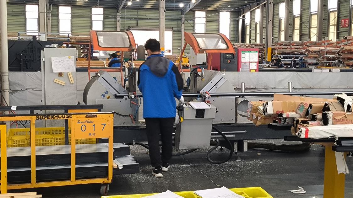 Industrial Sawing Machine at Grandex door manufacturing plant