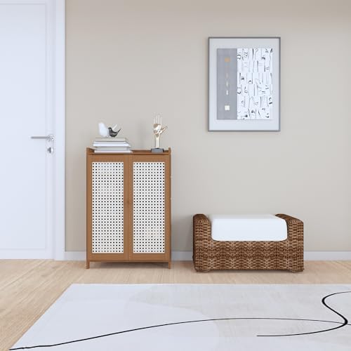 Large 6-Tier Bamboo Shoe Rack Cabinet Convertible Extendable Doors Modern for Home Gym Entryway Hallway Shoe Storage