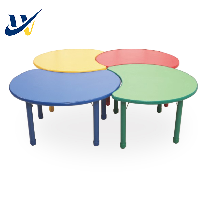 Colorful Kids Furniture Nursery School Moon Shape Tables Daycare Child Care Center Kindergarten Table and Chair Set