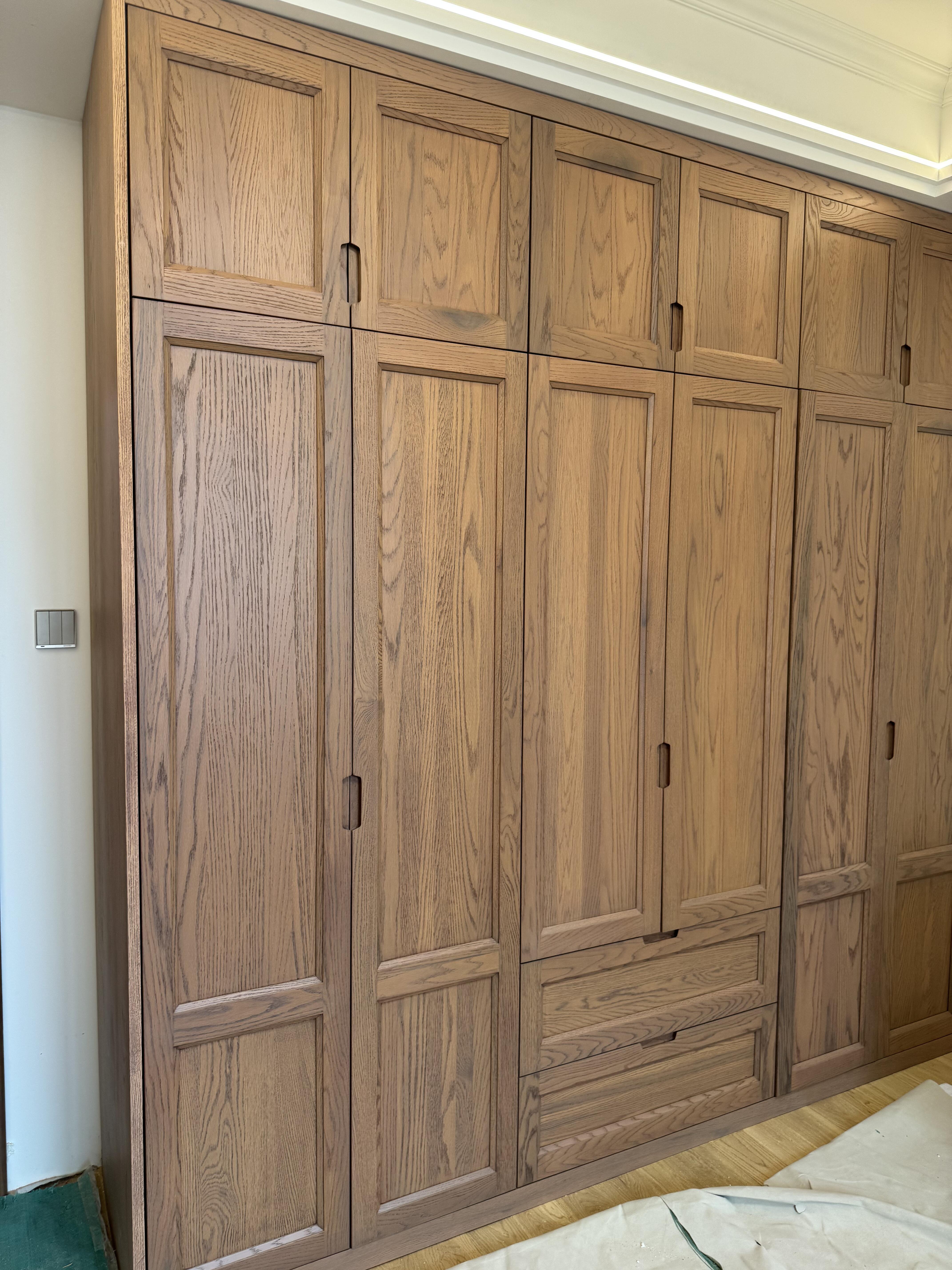 Custom Built-in Wardrobe Nordic Oak Minimalist Bedroom Closet Modular Storage Cabinet for Hotel Apartment Project