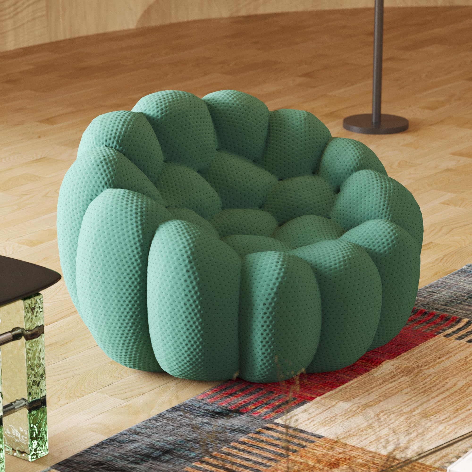 47.2" Modern Curved Sofa 70D Upholstered Single Seat Boneless Round Shape Comfortable for Hotel &amp; Living Room Small Spaces