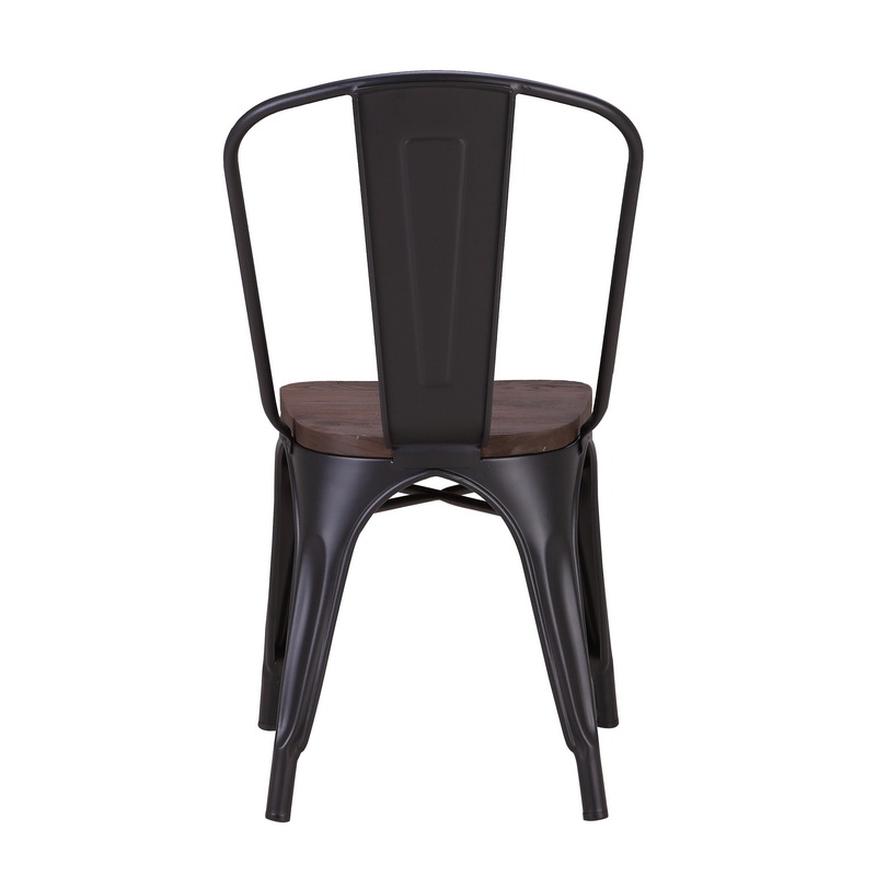 Industrial Elm Wooden Seat Iron Frame Stackable Bistro Dining Chair For Home Furniture Hotel Bar Kitchen &amp; Gym