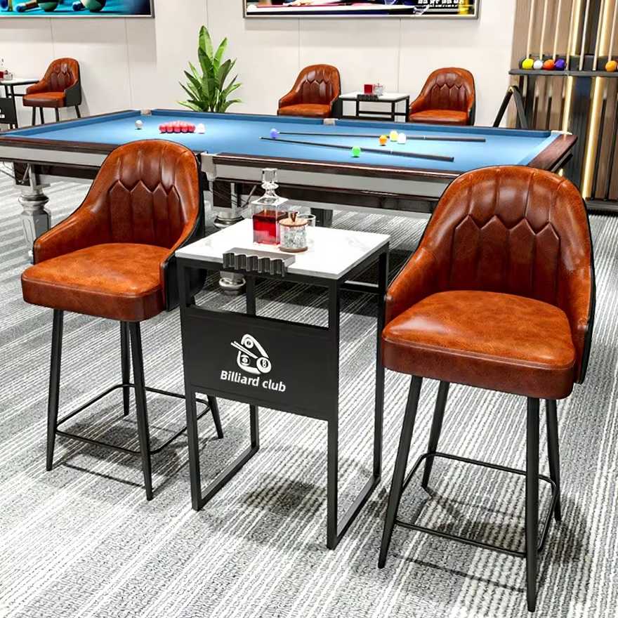 Iron Traditional Commercial Billiards Room Bar Set with Sofa Table and High Chair Combination