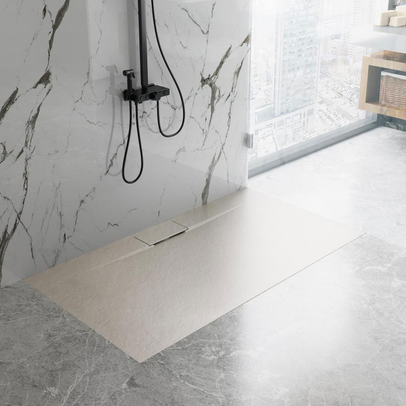 European Style Center Drain Stone Resin Shower Base Pan Anti Slip Bathroom Rectangle Smc Shower Tray