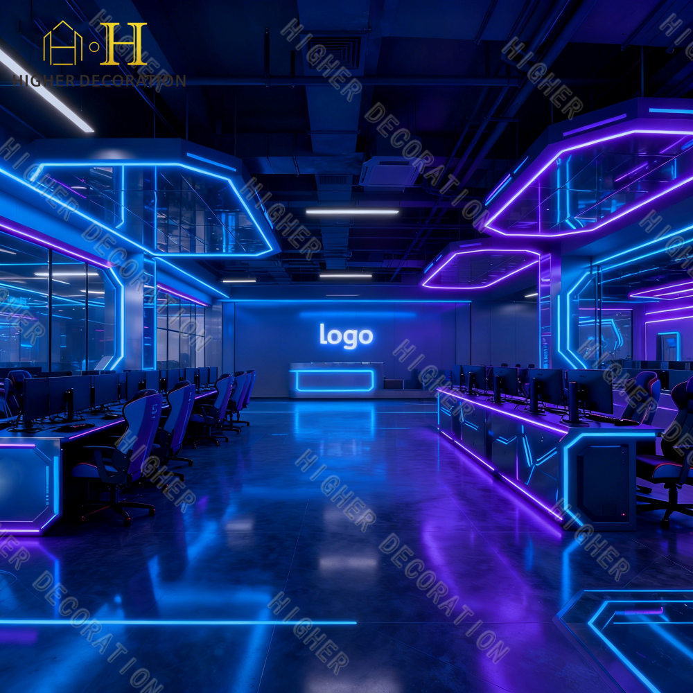 Smart Multi Self Cafe Internet Ergonomic Game Club Computer Table and Stylish Bar Furniture for Game Room Design