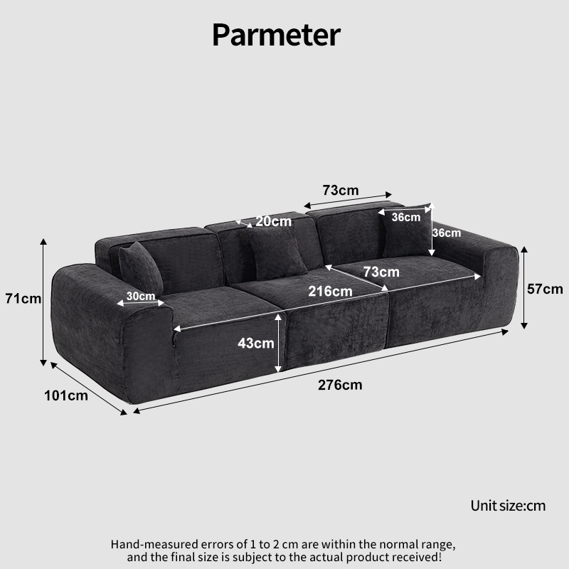 Sectional Couch with L-Shape Chaise Modular Sofa with Deep Seat Upholstered Couches for Living Room Sectional Boneless Couch