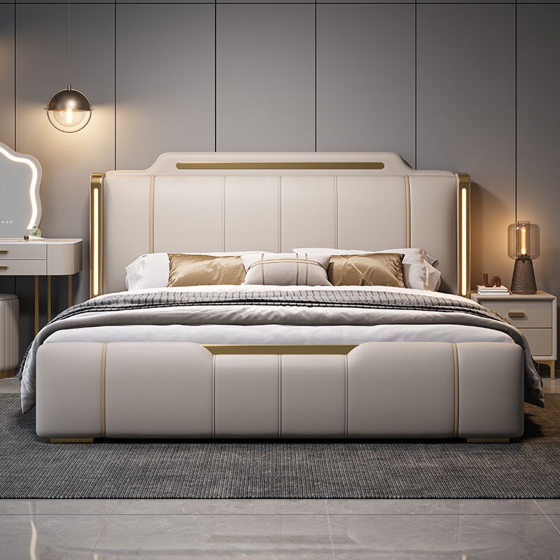 New Italian-Style Luxury 1.8m Double Bed Soft Cushioned Wedding Bed Simple Modern Design for Master Bedroom Upholstered Beds