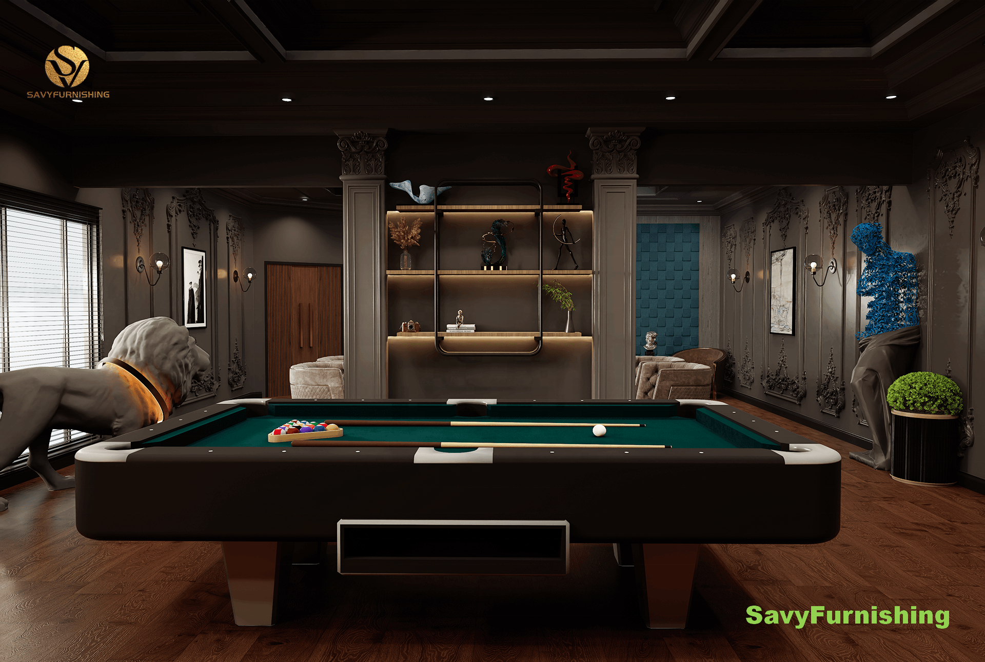 Billiards Club bar Interior Design Modern Game Room Furniture Set Wooden Cocktail Bar Lounge Bar Counter and Sofa Factory Sale