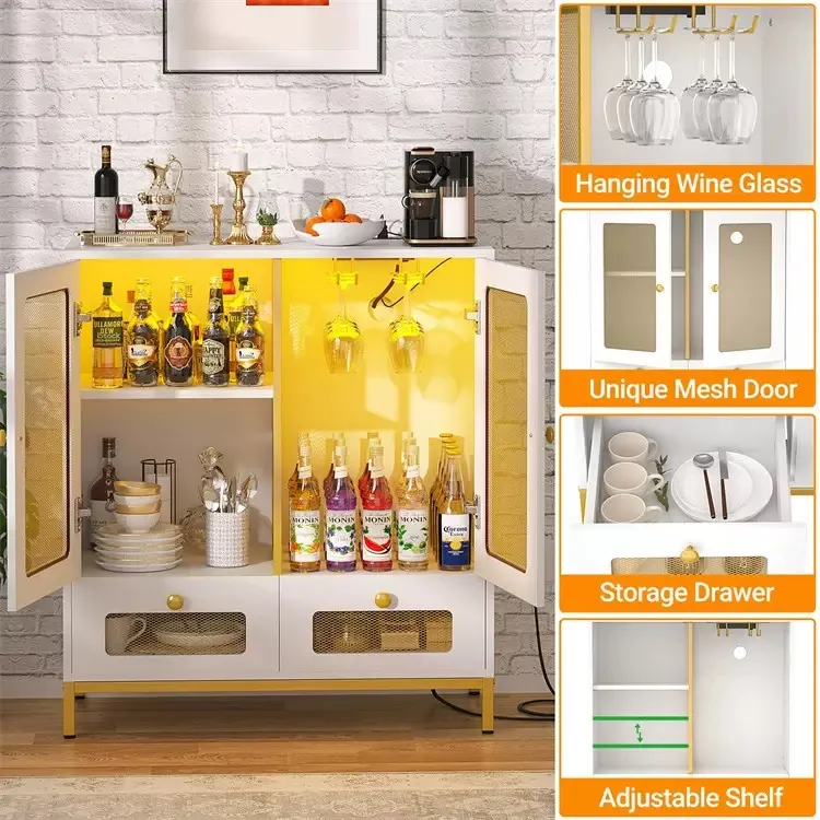 Sleek Modern Storage Cabinet - Double Glass Doors