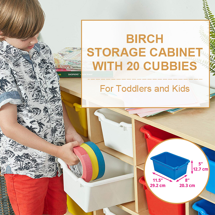 Montessori Nursery Wooden Preschool Classroom Furniture Kids Playing Learning Areas Cabinet Storage Unit Set for Daycare Centre
