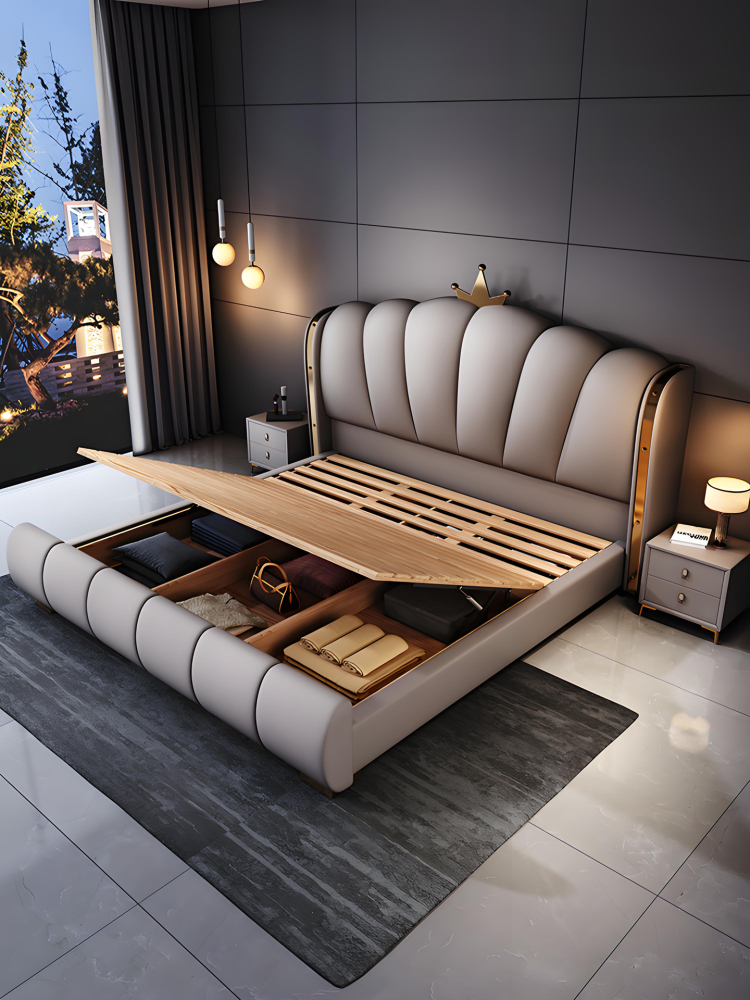 Luxury Soft Leather Double Bed Frame Modern Design Super-large Bed Frame Modern Style Luxury King Size Bedroom Furniture Set