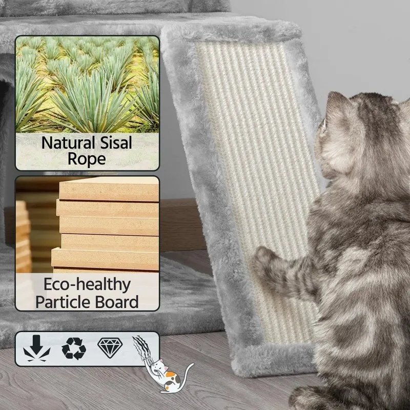 Stylish Light Gray Cat Tower Sustainable Pet Furniture Solution Pet Product