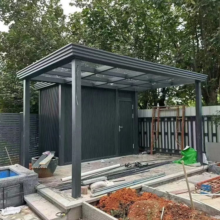 Maplemiles Intelligent Modern Electric Aluminum Pergola With Bioclimatic Louver Slat Pavilion Waterproof &amp; LED Optional