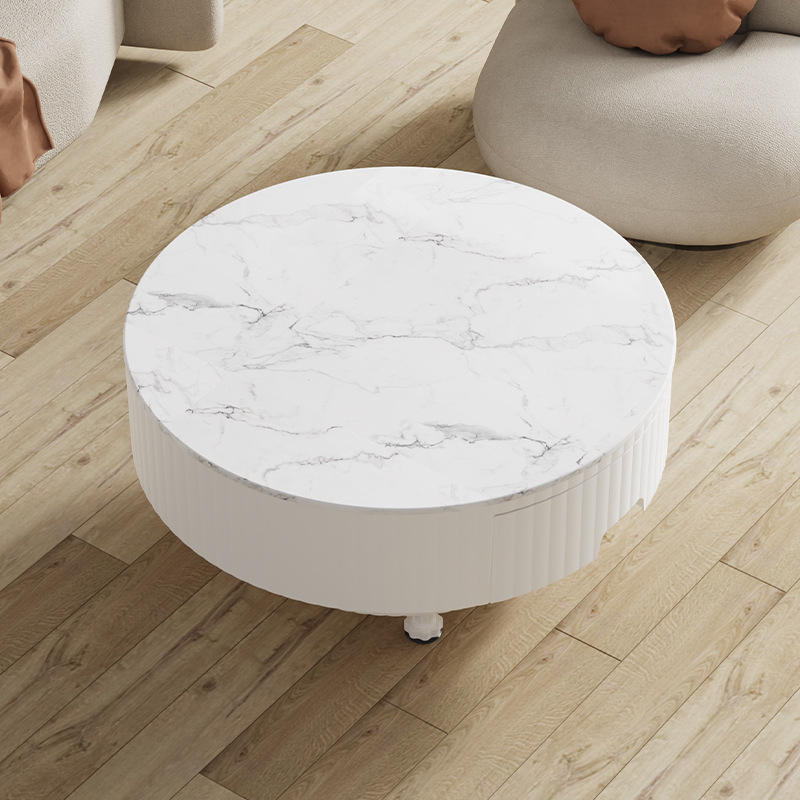 New Nordic Simple Round Coffee Table with Storage Small Apartment Living Room Multifunctional Space Craft