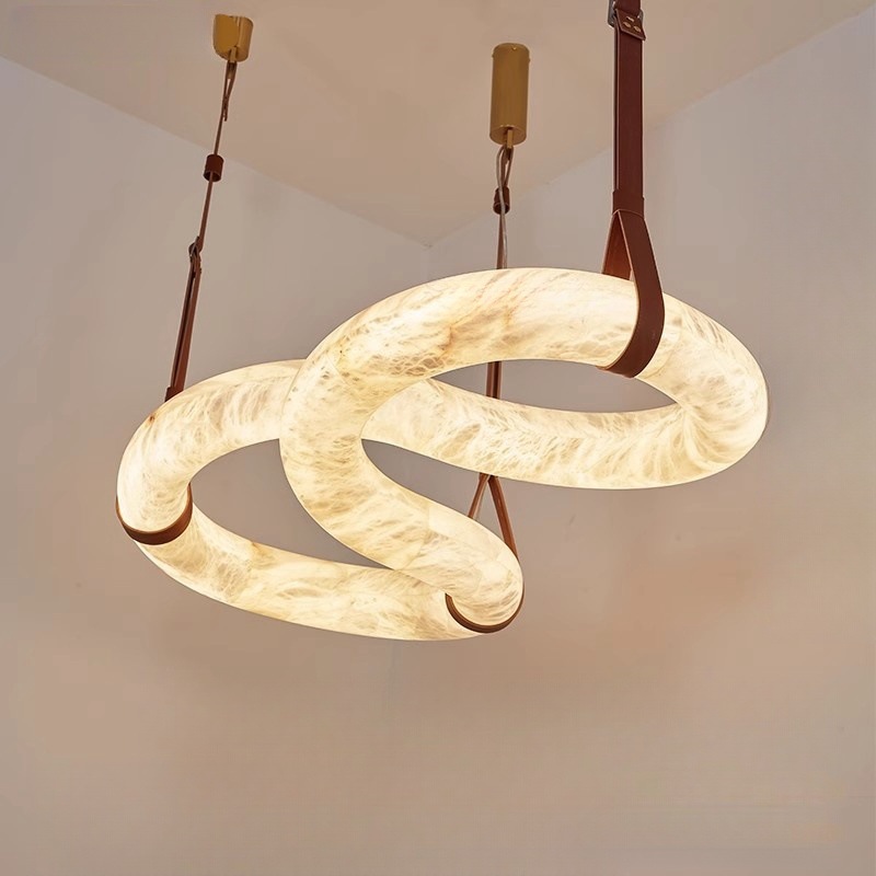 Factory Wholesale Spanish Alabaster Marble Hotel Home Villa Modern Luxury Indoor Led Chandelier