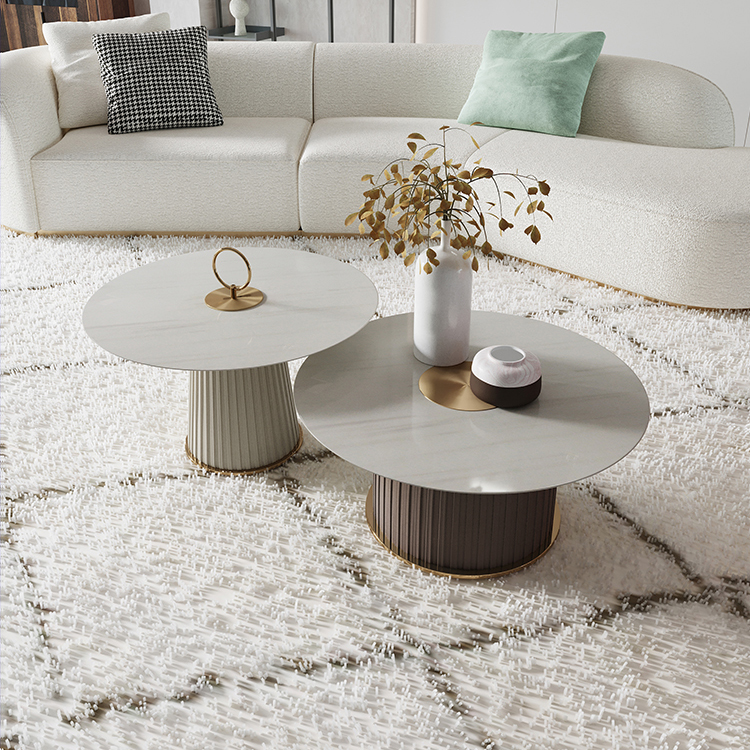 Greenfield Furniture Home Modern Minimalist Casual Furniture Round Sintered Stone Luxury Table Top Coffee Table