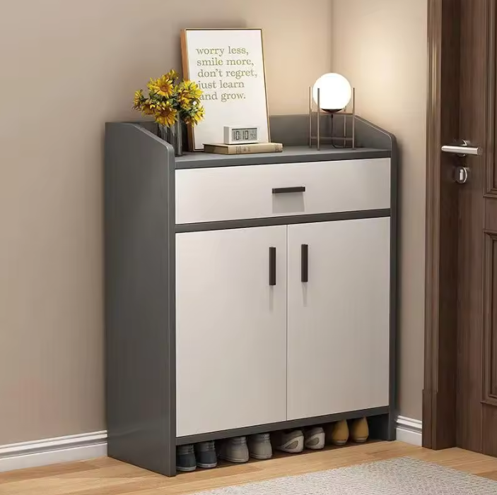 Modern and Simple Wooden Shoe Cabinet for Home Entrance Economical Storage Shoe Rack Integrated with Hallway and Entryway
