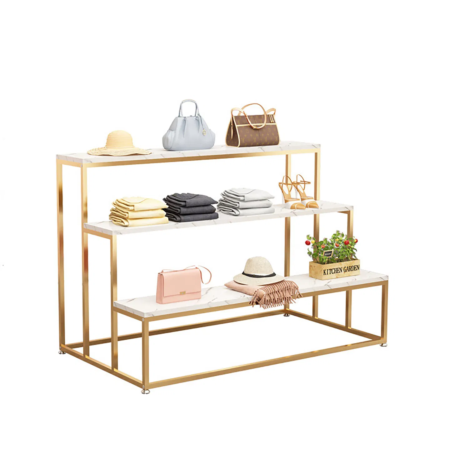 Energy Efficient Metal Display Rack for Conservation, Eco-Friendly Retail Shelving Solution, Sustainable Display Stand for Stores