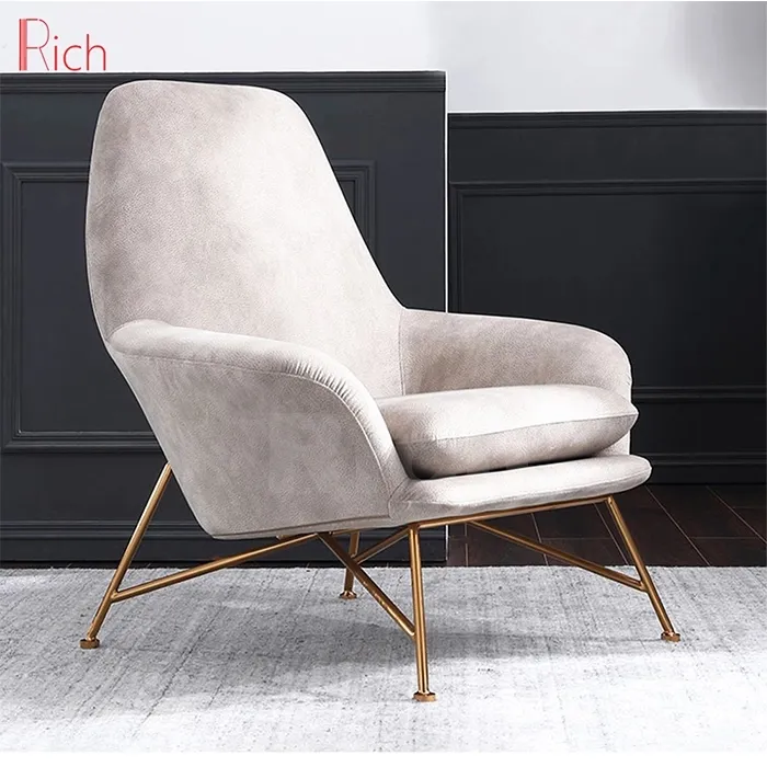 Cheap Luxury Decorative Living Room Furniture Armchair Velvet Leather Cover Metal Frame Accent Chair