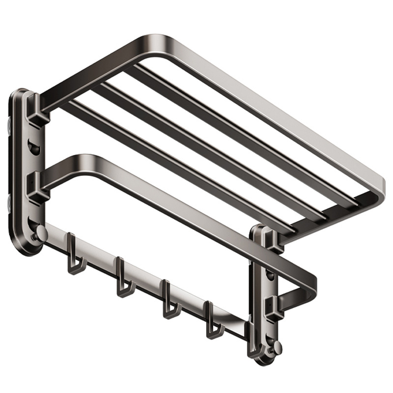 Modern Chrome Eco-Friendly Bathroom Towel Rack Four Suction Cups Punching-free Folding Design Wall-mounted Hotel Apartment