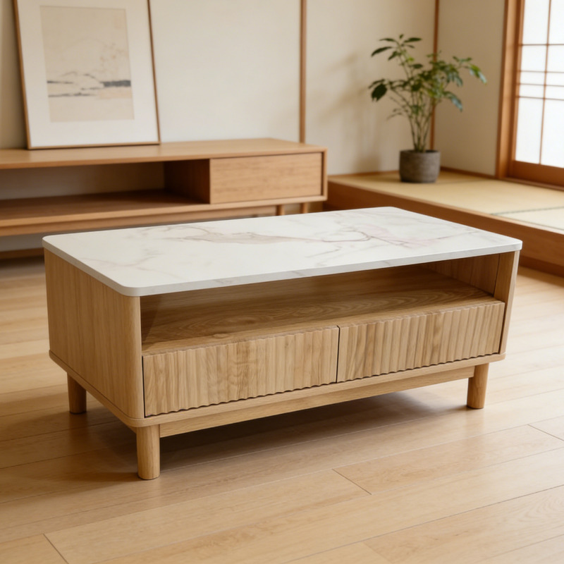 Minimalist Coffee Table for Living Room, Modern Simple Center Table with Clean Line Design