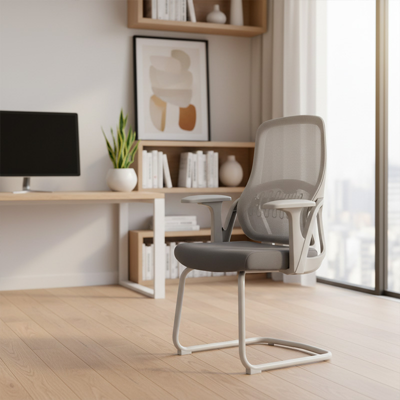 High Back Grey Frame Chair with Lifting Headrest Low Price Swivel Staff Task Chair for Long Working Time with Lumbar Support
