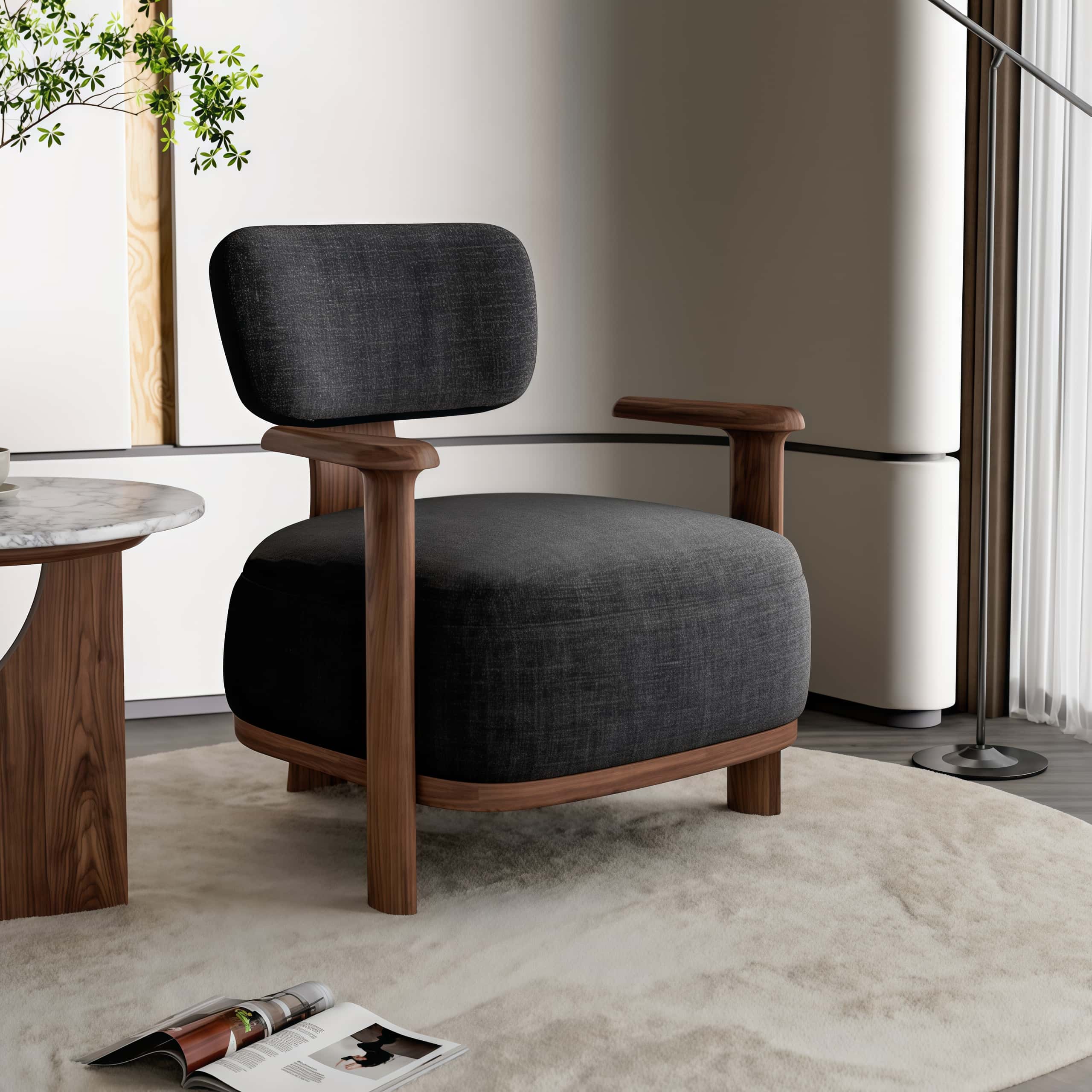 Modern Simple Leisure Sofa Chair Minimalist Solid Wood Living Room Bedroom Apartment Single Light Luxury Sofa