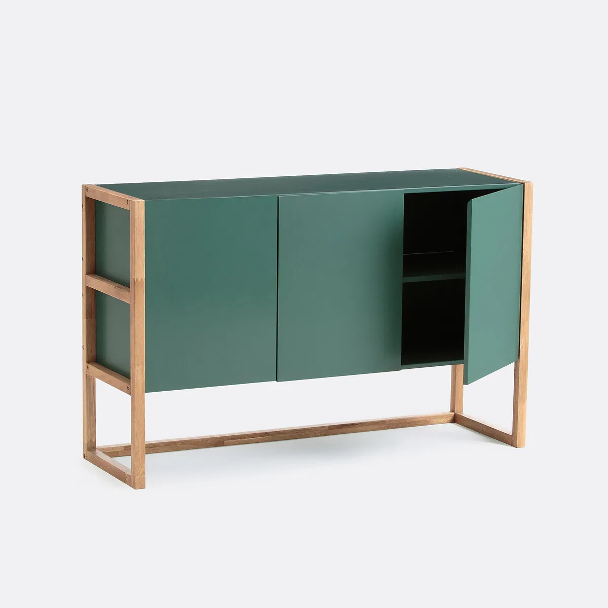Eco-Friendly Solid Wood Storage Sideboard with Recycled Wood Frame &amp; Adjustable Shelves for Sustainable Living