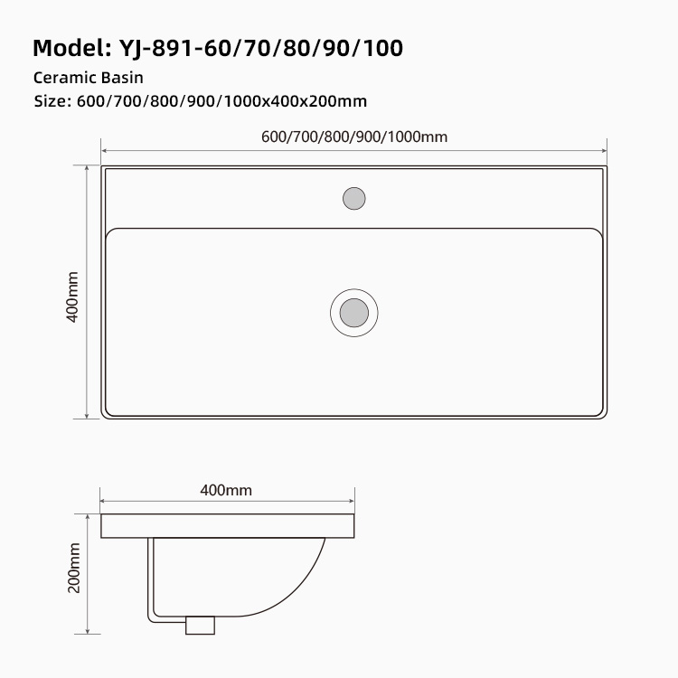 Kidoir Ceramic Drop In Bathroom Sink Vanity Top Washbasin Floating Cabinet Basin With Overflow Single Faucet Hole Modern Design