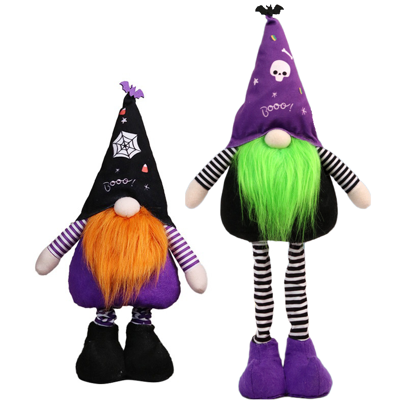 Handcrafted Plush Gnome Decor Stretchable Halloween Party Display Props Seasonal Shelf Accents