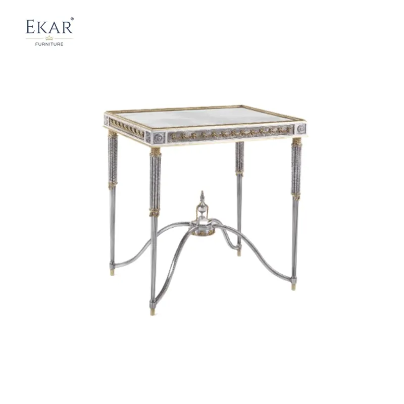 Italian - Style Living Room Side Table: Ornate Metal Frame, Decorative Detailing, Elegant Accent for Luxurious Spaces