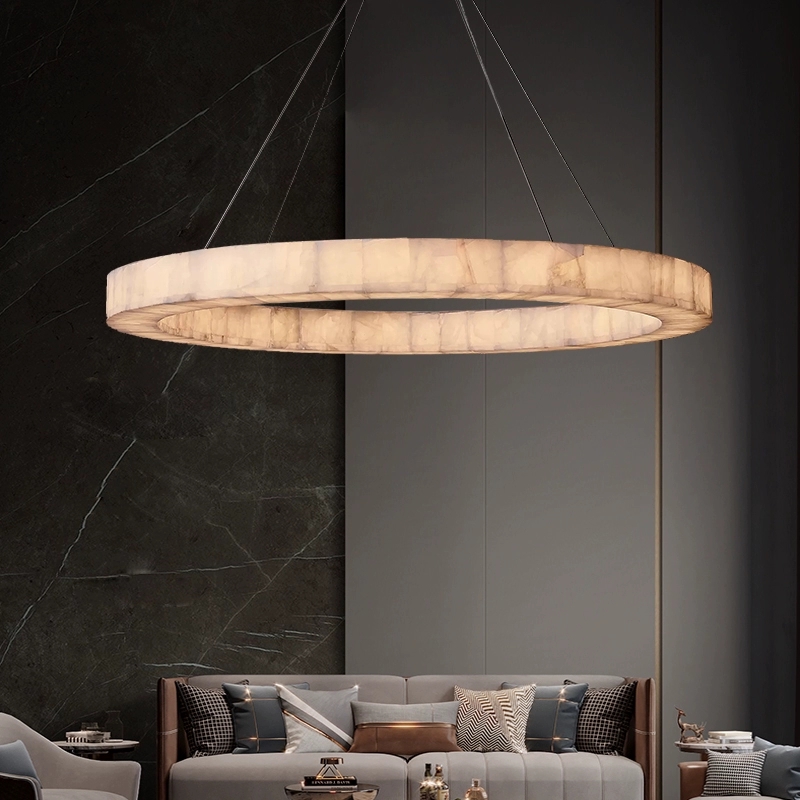 Factory Wholesale Spanish Alabaster Marble Hotel Home Villa Modern Luxury Indoor Led Chandelier