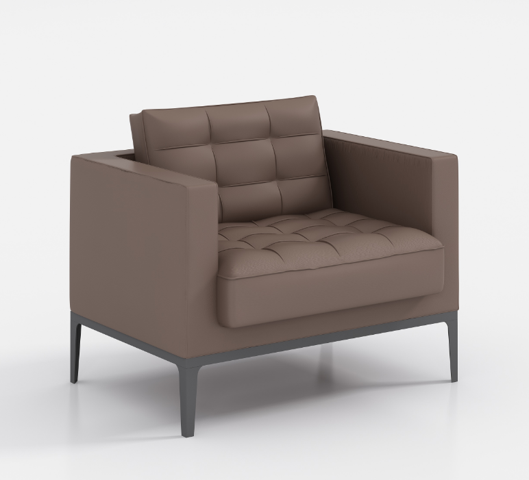 Single Seat Office Leather Sofa Commercial and Home Use Small Space Corner Sofa for Apartment and Office