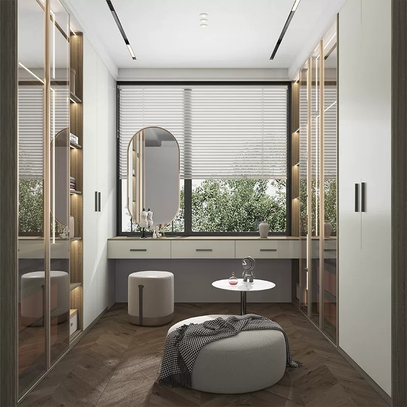 Luxury Walk-in Closet with Glass Doors Modern Minimalist Solid Wood Wardrobe Eco-friendly for Bedroom &amp; Apartment Home Furniture