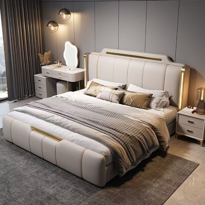 New Italian-Style Luxury 1.8m Double Bed Soft Cushioned Wedding Bed Simple Modern Design for Master Bedroom Upholstered Beds