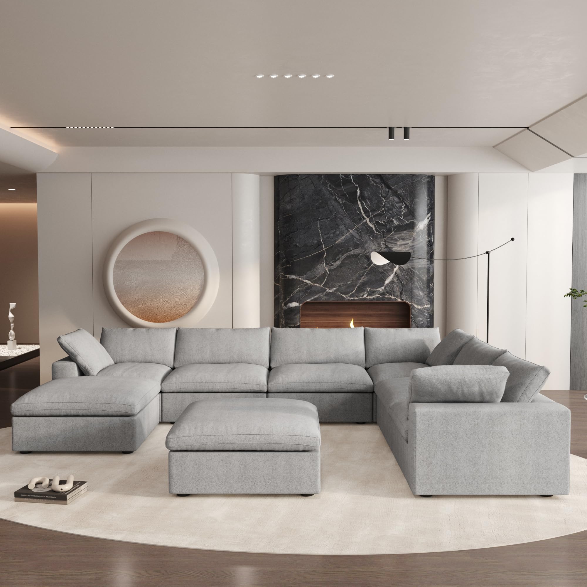 VOXHOME Living Room Apartment Hotel Furniture Soft Cloud Sofa Nordic White 3 4 5 6 7 8 Seater Modular Sectional Couch Sofa Set