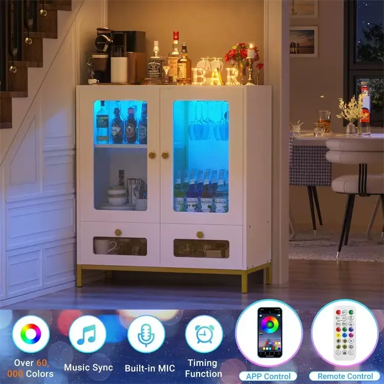 Sleek Modern Storage Cabinet - Decorative Gold Accents