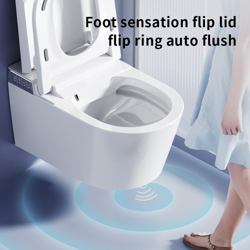 Wall-Mounted Ceramic Smart Toilet Bowl With Remote Control Heated Seat &amp; Night Light-Modern Bathroom Sanitary Ware