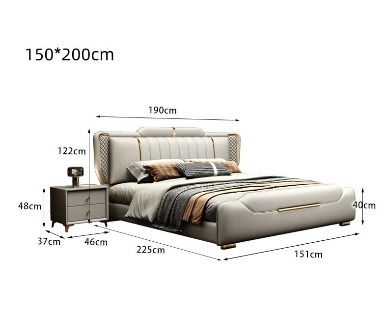 Modern King-Size Bedroom Furniture Set Direct Factory Sales Soft Upholstered Bed Wooden Frame Rotating Storage No-Wash Design