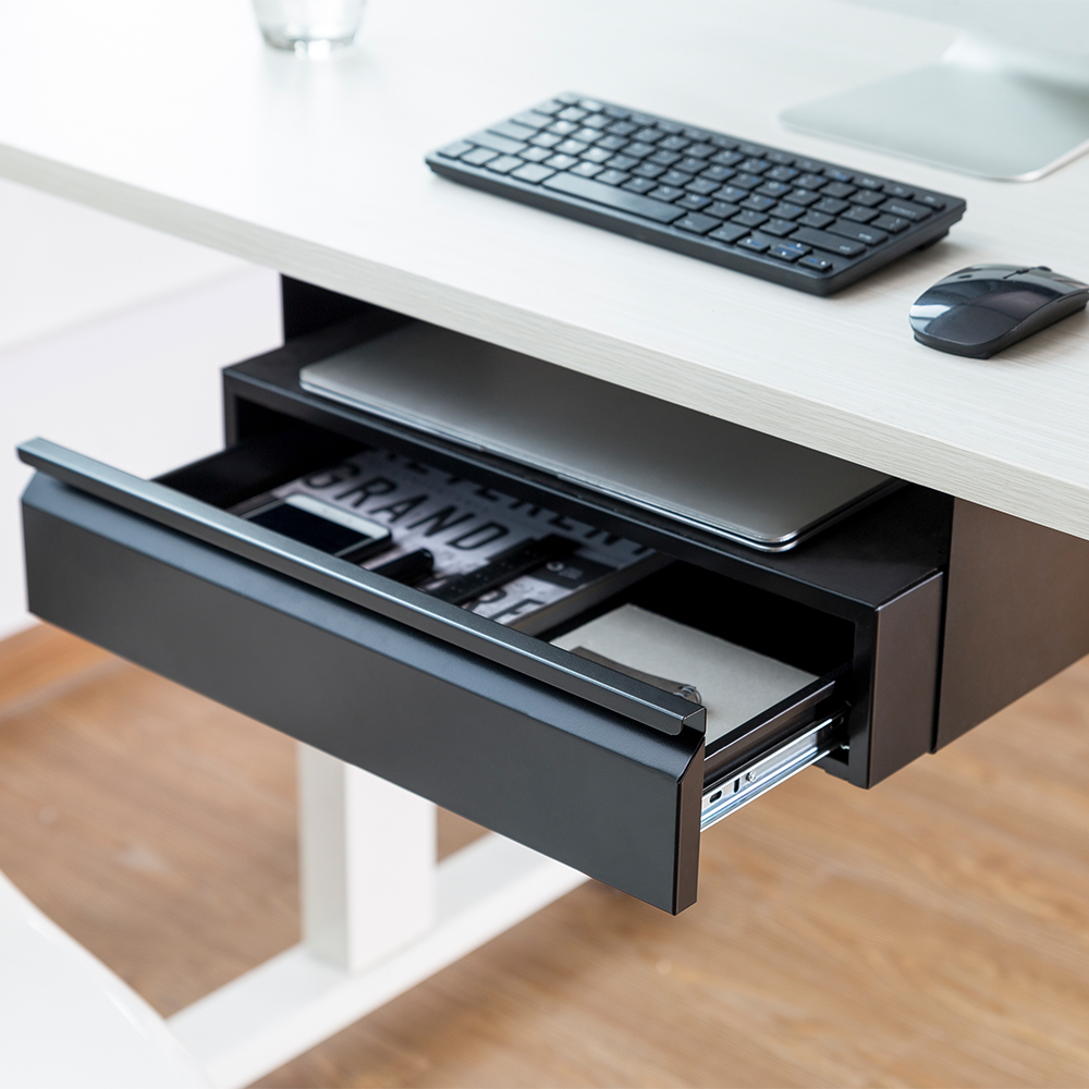 DA02-2 Under Desk Storage Box Hidden Drawer Organizer For Home Office Table Bedside Shelf Steel Container Slide Mounted