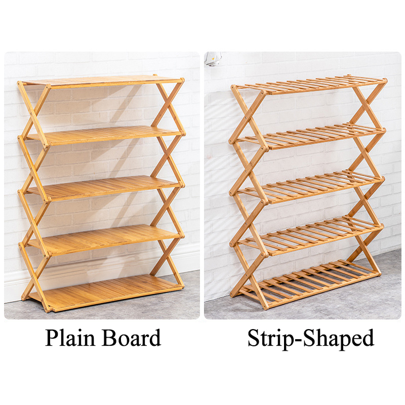 New Arrival Bamboo Foldable Multilayer Free-Installation Portable Shoe Rack Shelf Storage Organizer for Entryway Closet Hallway