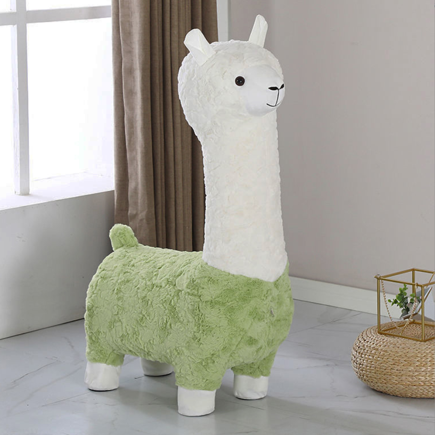 Factory Hot Sale Cute Alpaca Plush Kids Seat Fun Animal Stool Wholesale Kids Stool for Nursery Kindergarten Home Indoor Play Use