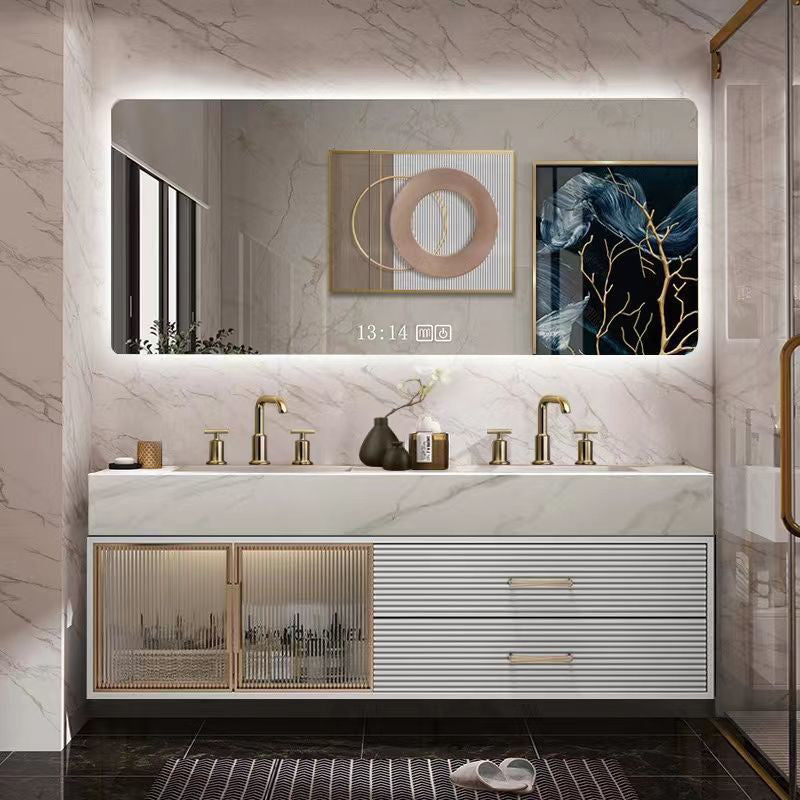 Modern Water Resistant Melamine Board Wall Mounted Bathroom Cabinets Simple Bathroom Furniture Set Vanity Cabinet with Mirror