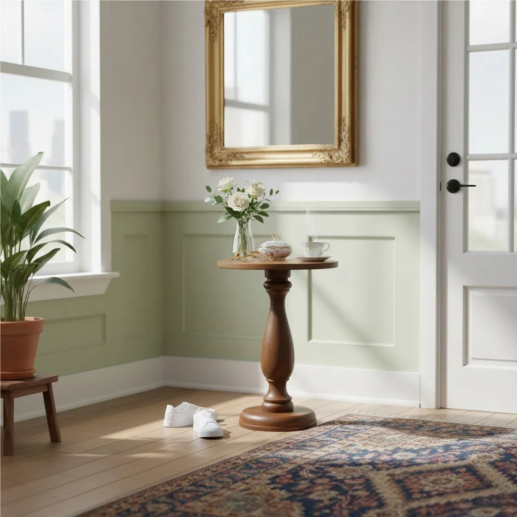 Elegant Solid Wood Round Side Table, Decorative Accent Table