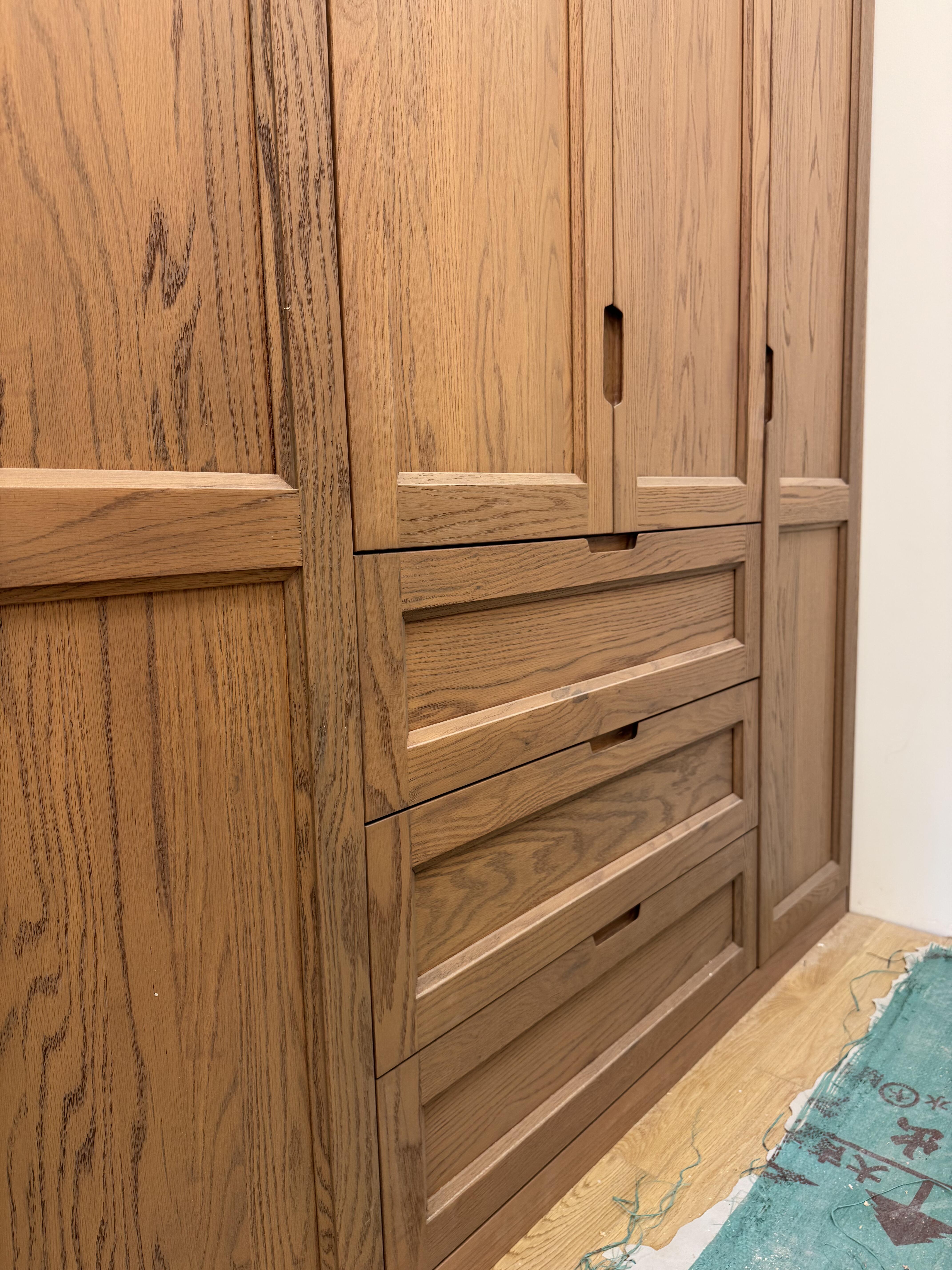 Custom Built-in Wardrobe Nordic Oak Minimalist Bedroom Closet Modular Storage Cabinet for Hotel Apartment Project