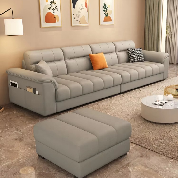 Customizable Multi-Person Three Seat Sofa Set Family-Friendly Living Room Furniture for Apartment Use Made of Durable Leather