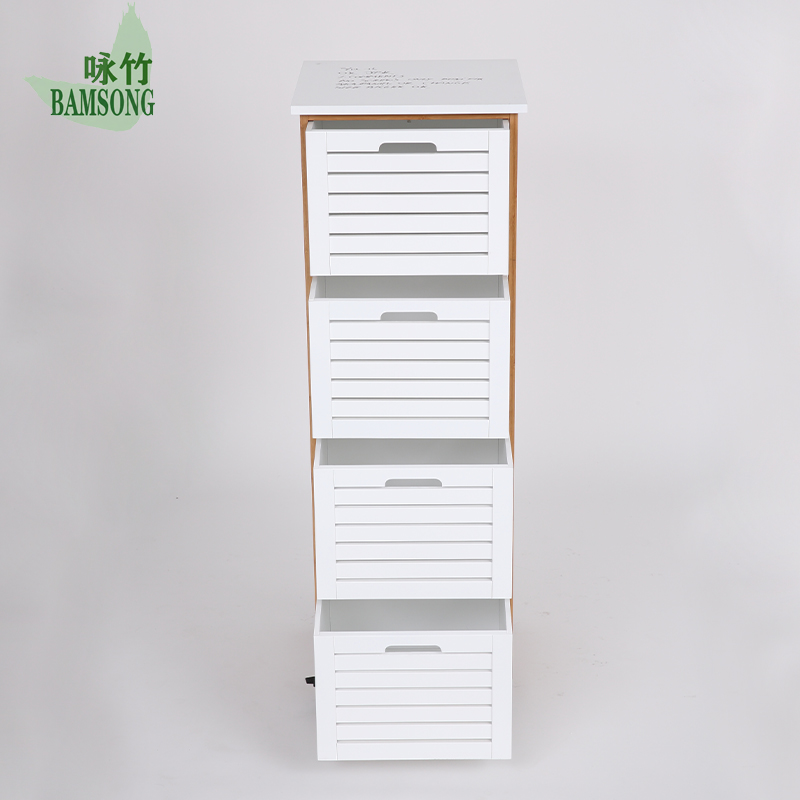 Mobile 4 Drawer Bamboo Rolling Cart A Versatile Storage Cabinet With Wheels For Kitchen Bathroom Bedroom And Home Office