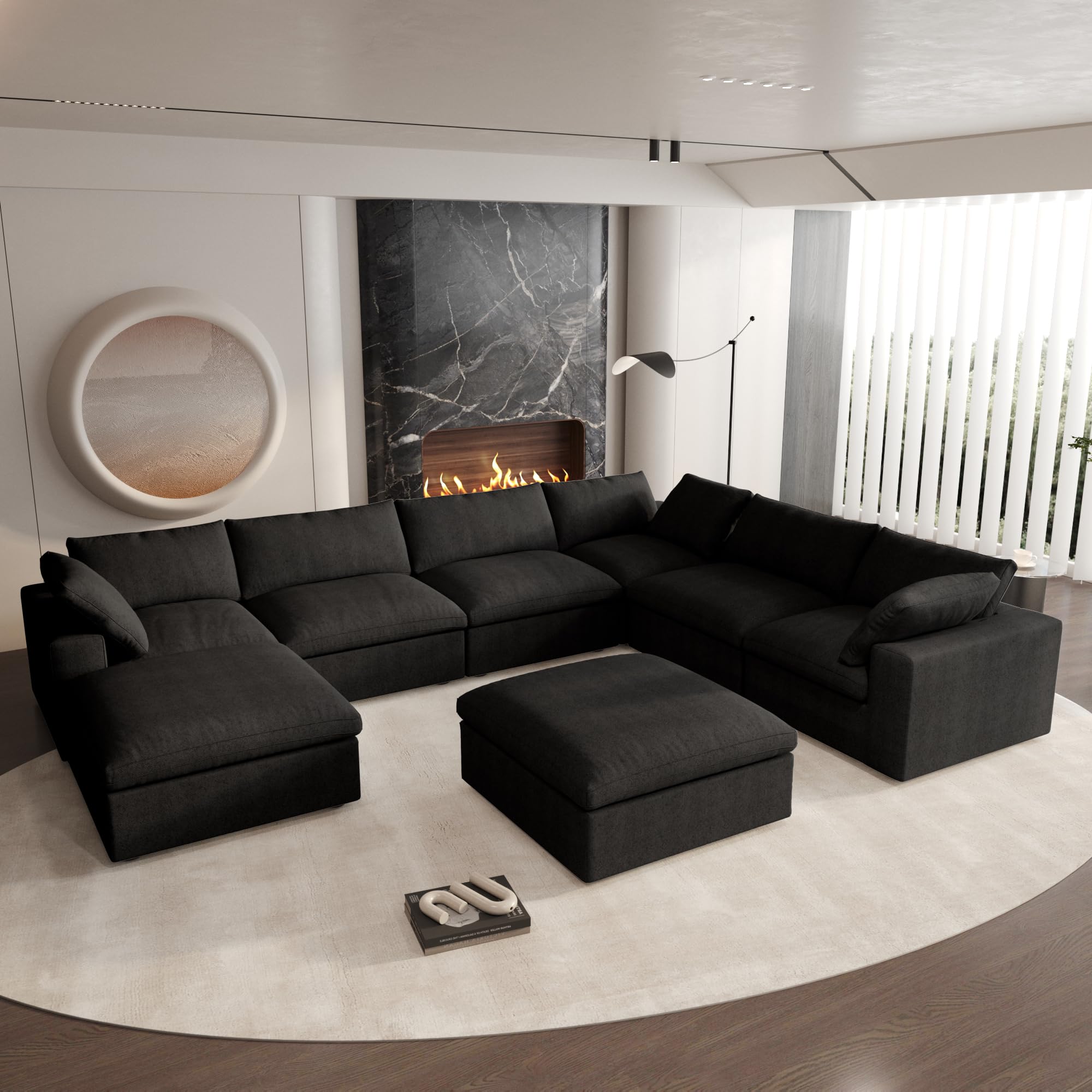 VOXHOME Living Room Apartment Hotel Furniture Soft Cloud Sofa Nordic White 3 4 5 6 7 8 Seater Modular Sectional Couch Sofa Set