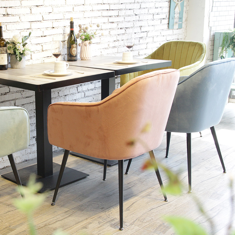 Minimalist Style Modern Dining Room Furniture Set Metal Legs Fabric Upholstered Dining Chair