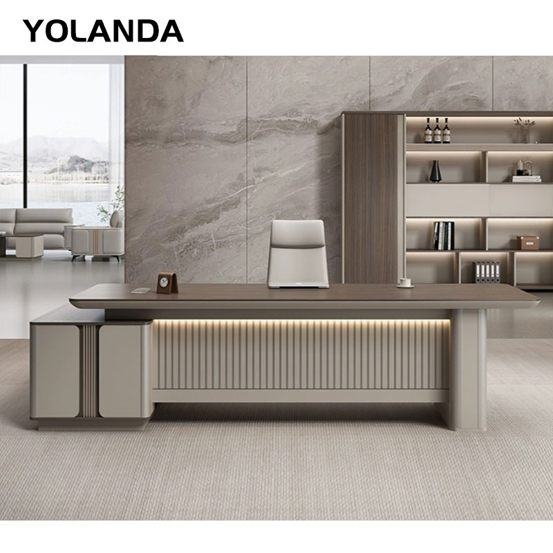 Yolanda Boho Organiser Luxury L Shaped Table Home Coworking Office Desk with Storage Drawers Sectional Office Furniture Sets